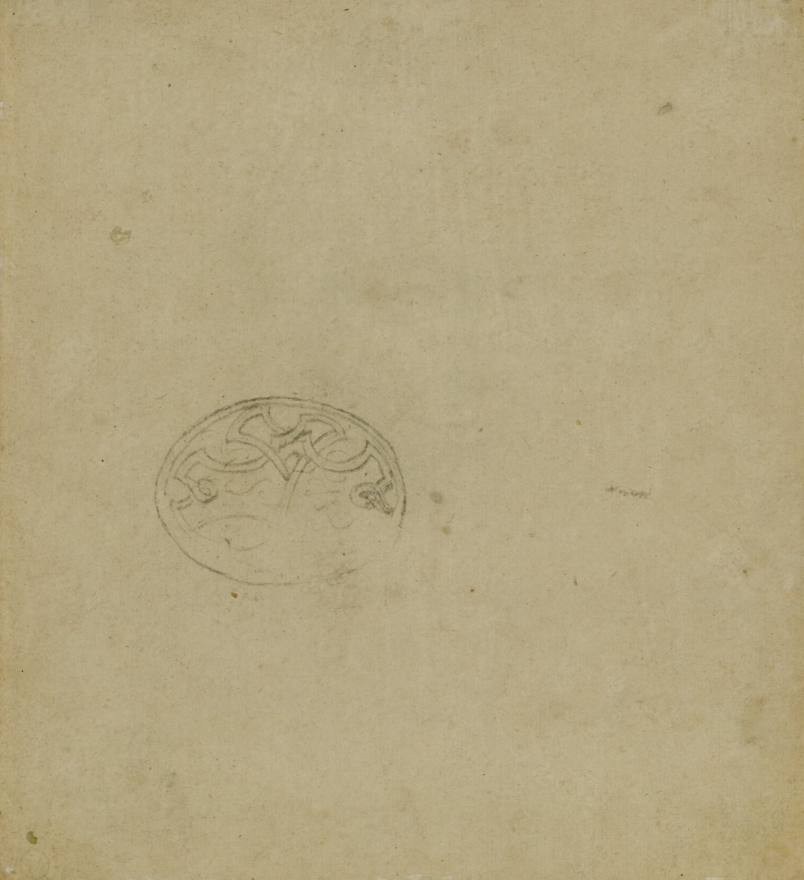 Szkic motywu zdobniczego w owalu, ok. 1900 r. 1483-1485? (pióro i tusz na jasnym papierze ochry) autorstwa Leonardo da Vinci