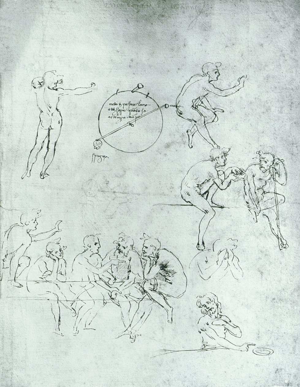Studium postaci do „Adoracji Trzech Króli” (pióro i atrament na papierze) autorstwa Leonardo da Vinci