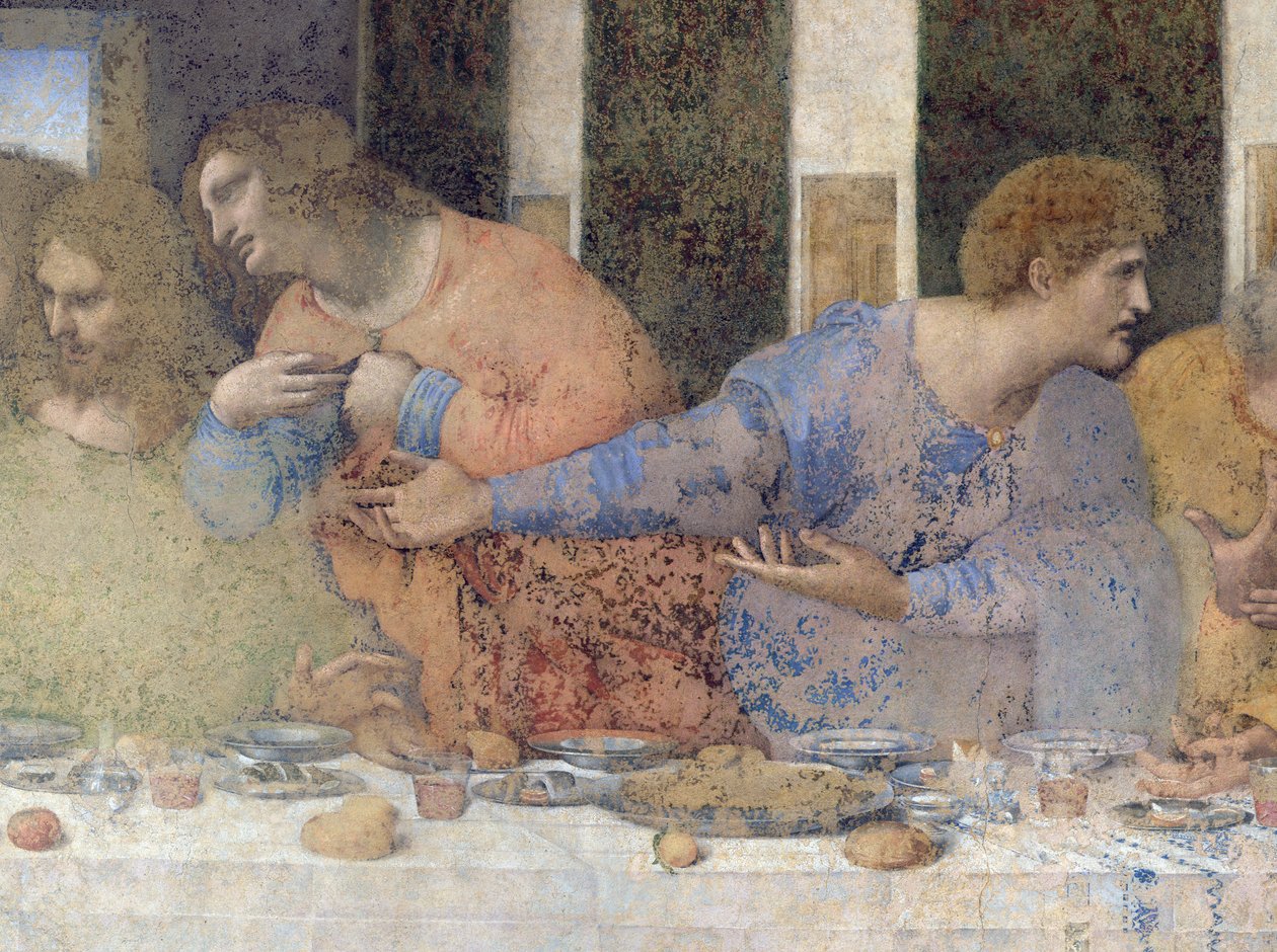 Ostatnia Wieczerza, 1495-97 (po renowacji) (detal z 227198) autorstwa Leonardo da Vinci