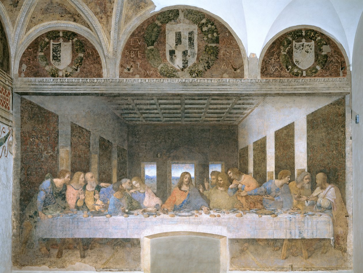 Ostatnia Wieczerza, 1495-97 (po restauracji) autorstwa Leonardo da Vinci