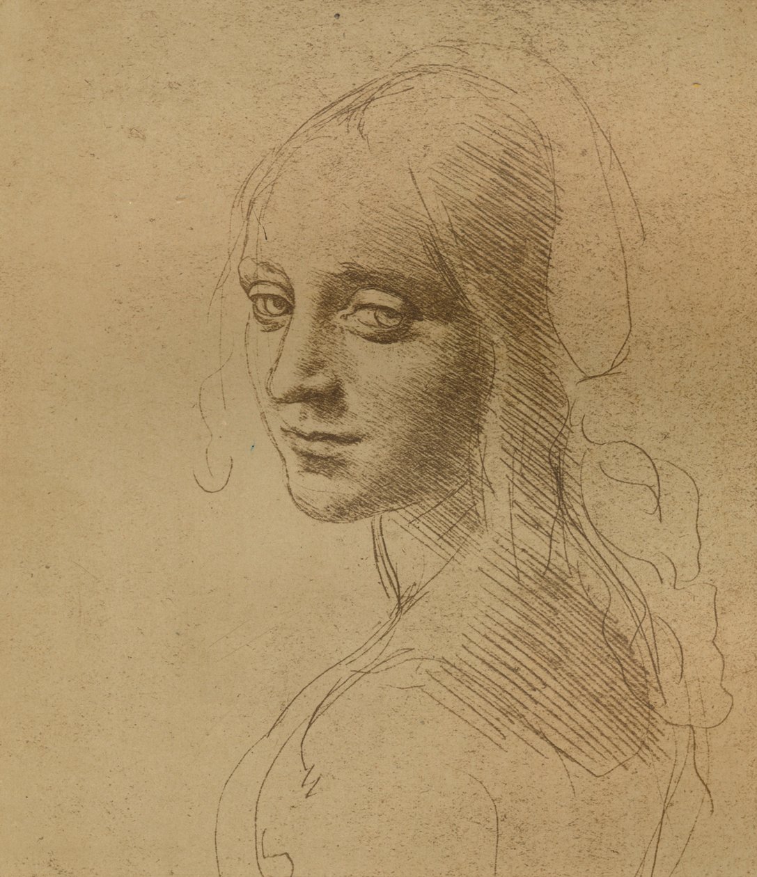 Głowa kobiety, c1472-c1519 1883, autorstwa Leonardo da Vinci