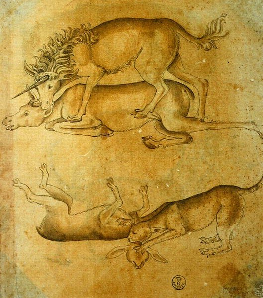 Zwierzęta (pióro, tusz i pranie na papierze) autorstwa Leonardo da Vinci