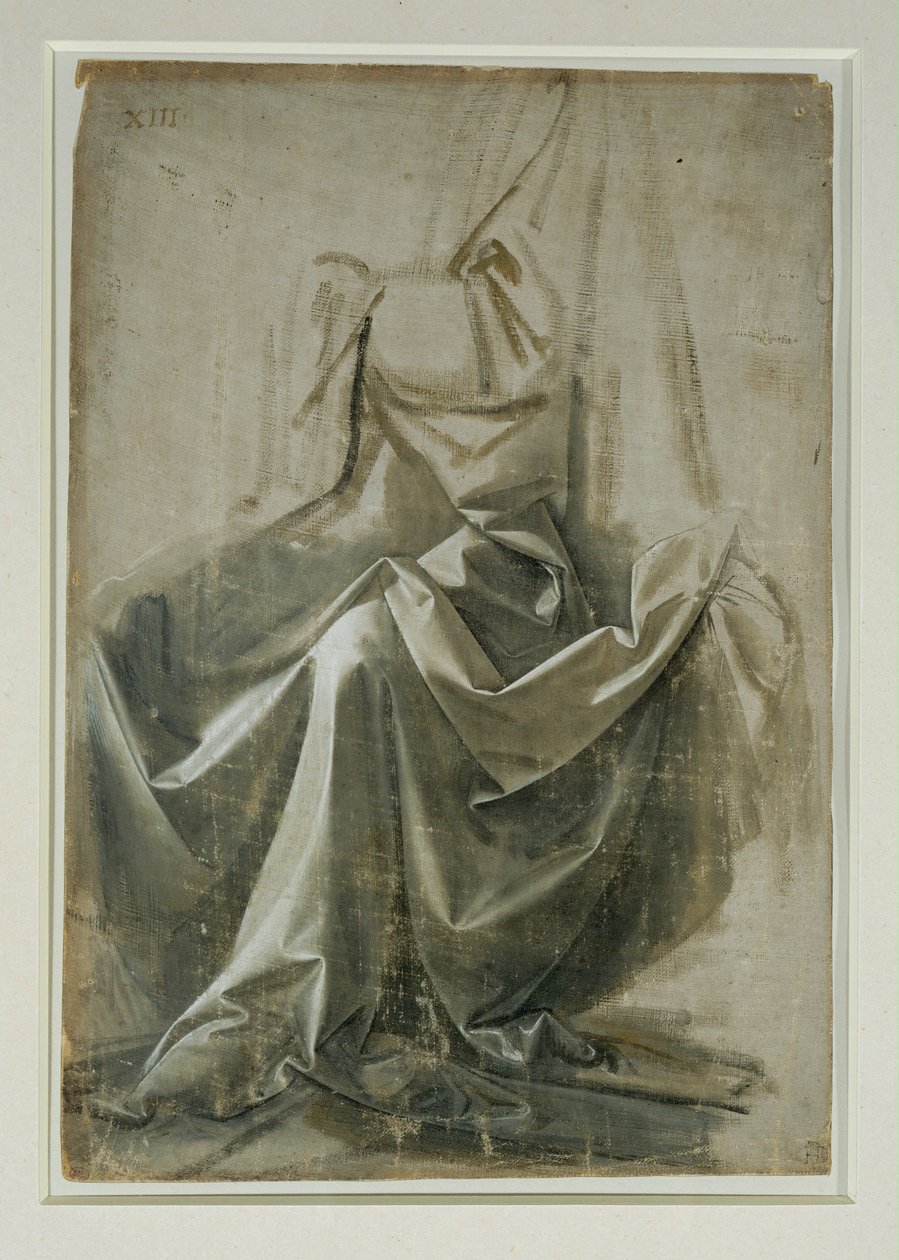 Draperia dla siedzącej postaci ... autorstwa Leonardo da Vinci