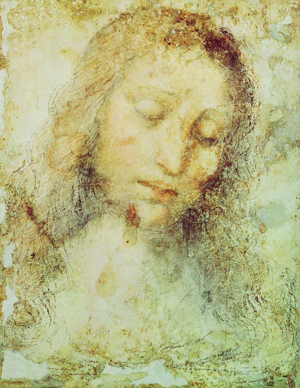 Głowa Chrystusa (ołówek i umyć) autorstwa Leonardo da Vinci