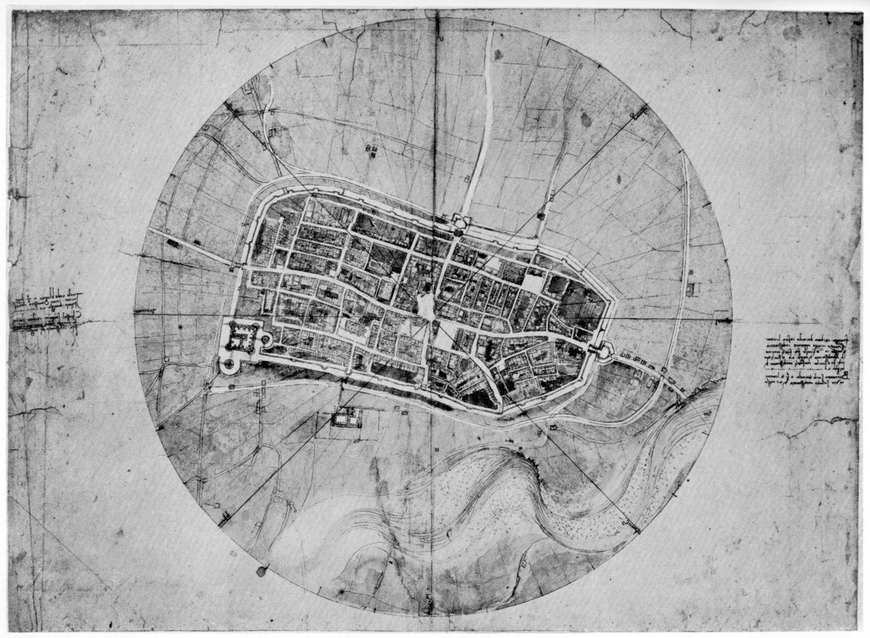 Plan Imoli, Włochy, c1502 1954 autorstwa Leonardo da Vinci