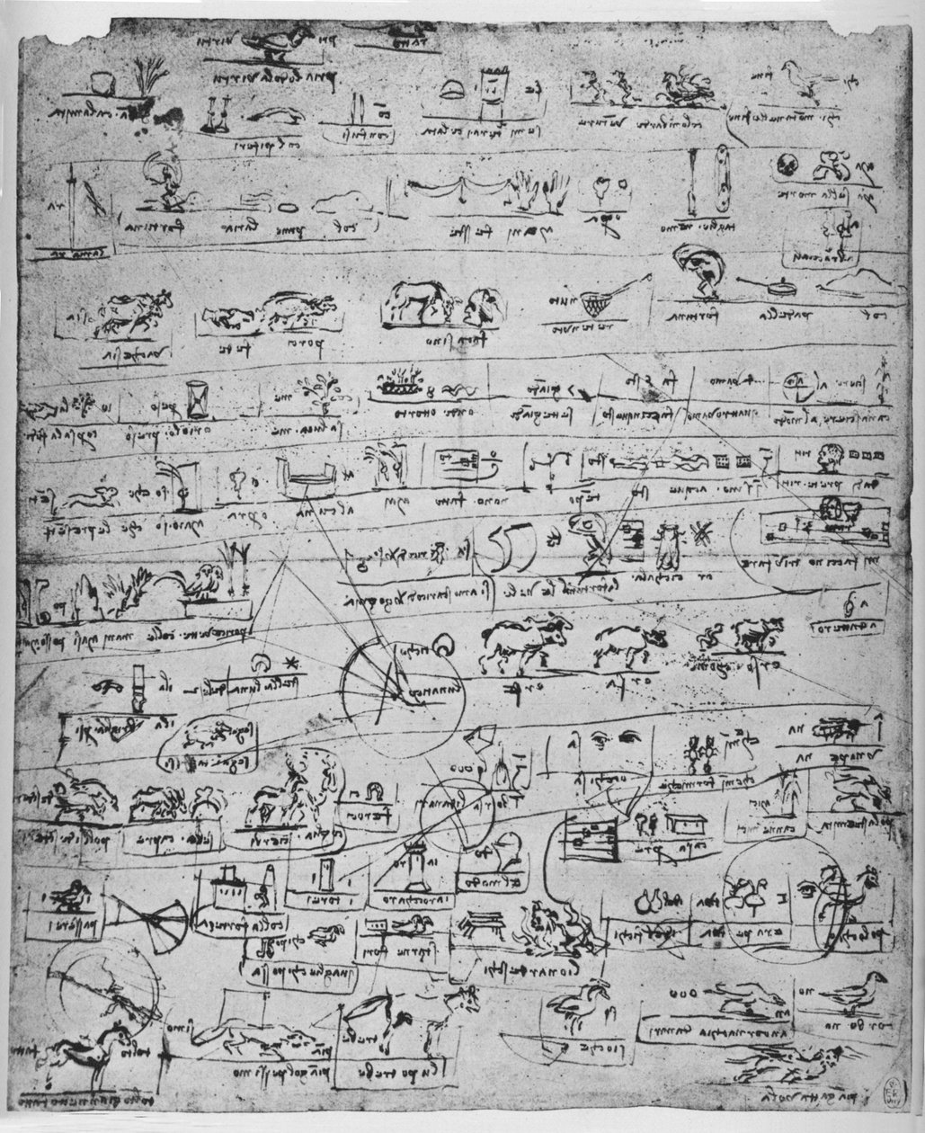 Arkusz piktogramów, ok. 1480 1945 r. autorstwa Leonardo da Vinci