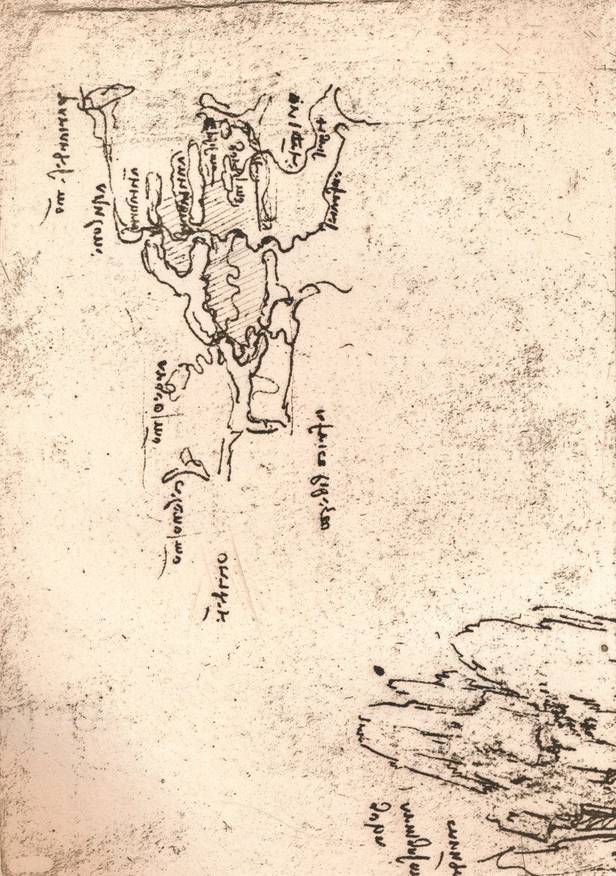 Szkicowa mapa Armenii, c1472-c1519 1883 autorstwa Leonardo da Vinci