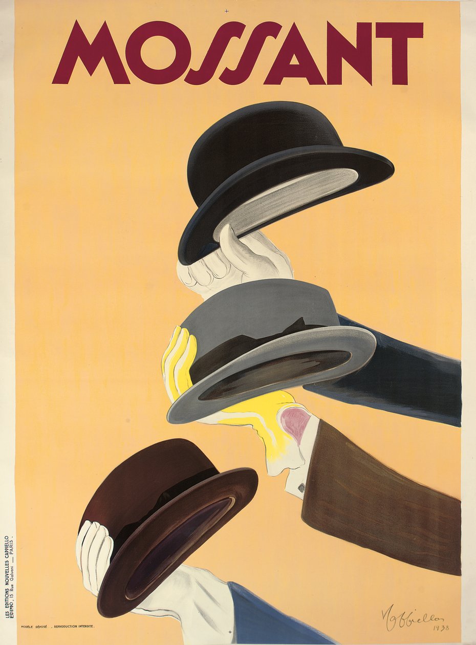 Plakat reklamowy kapeluszy Mossant, 1938 autorstwa Leonetto Cappiello