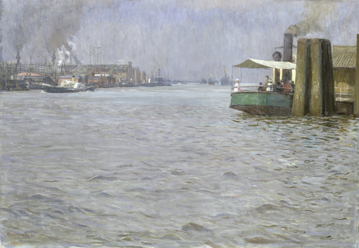 Niedzielna atmosfera nad Łabą, most St. Paul Landing Bridge, 1901 (patrz także 147984) autorstwa Leopold Karl Walter von Kalckreuth