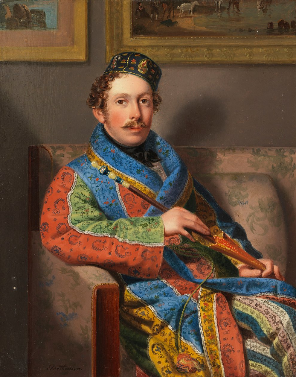 Młody dżentelmen w smokingu, 1830. autorstwa Leopold Fertbauer