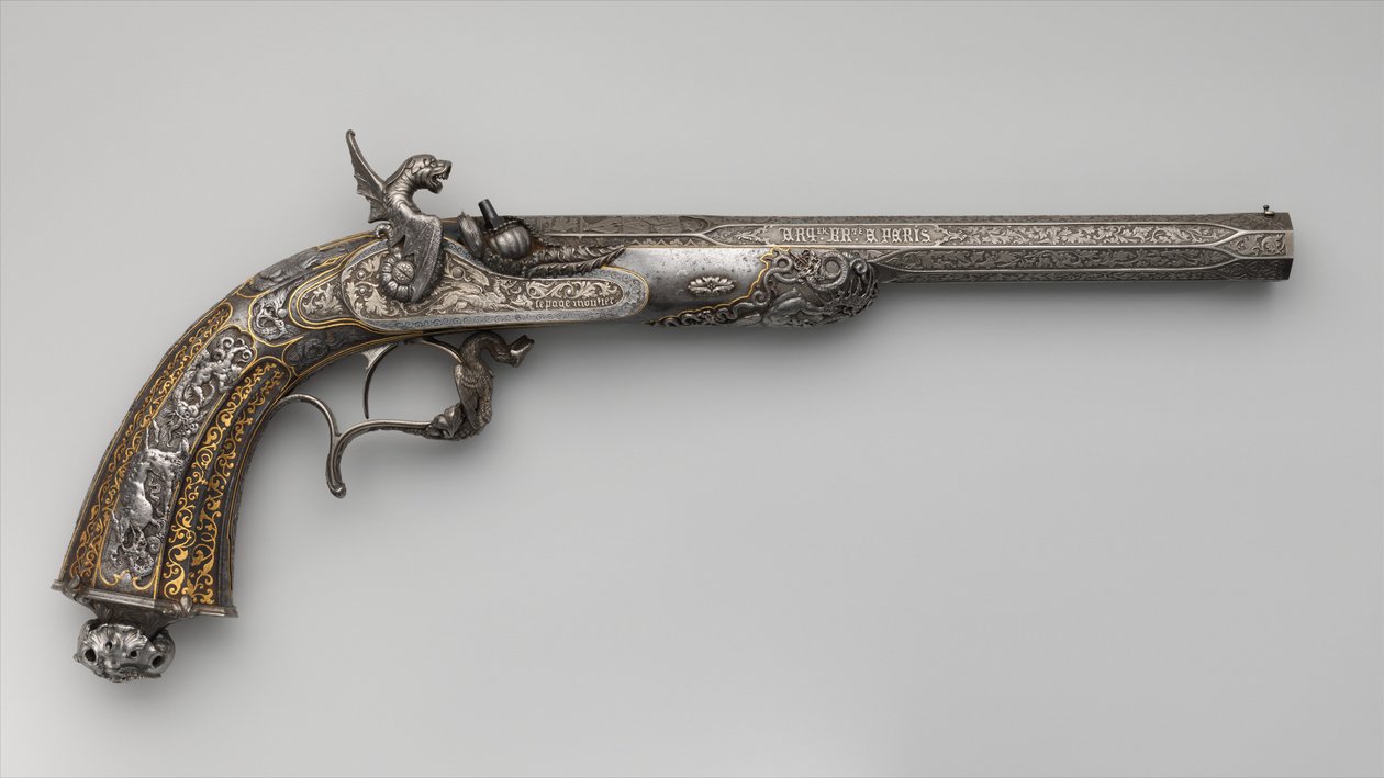 Pistolet perkusyjny, francuski, dat. 1851 autorstwa Lepage Moutier