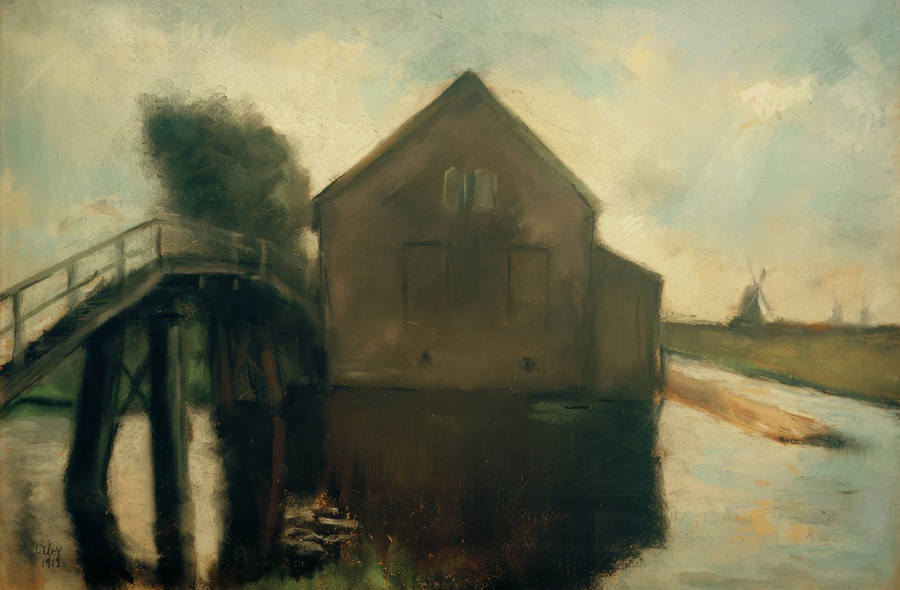 Holenderski krajobraz z wiatrakami autorstwa Lesser Ury
