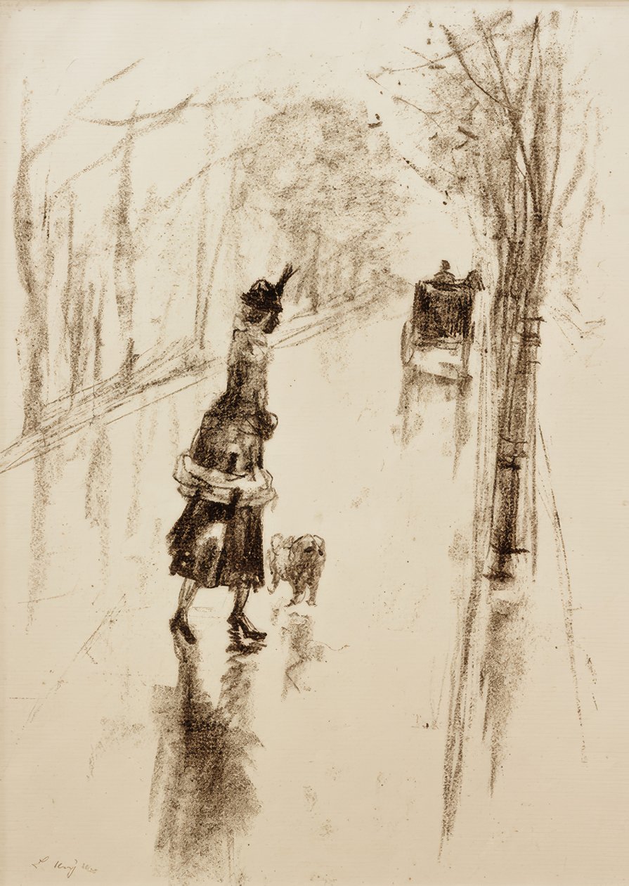 Dziewczyna z psem autorstwa Lesser Ury