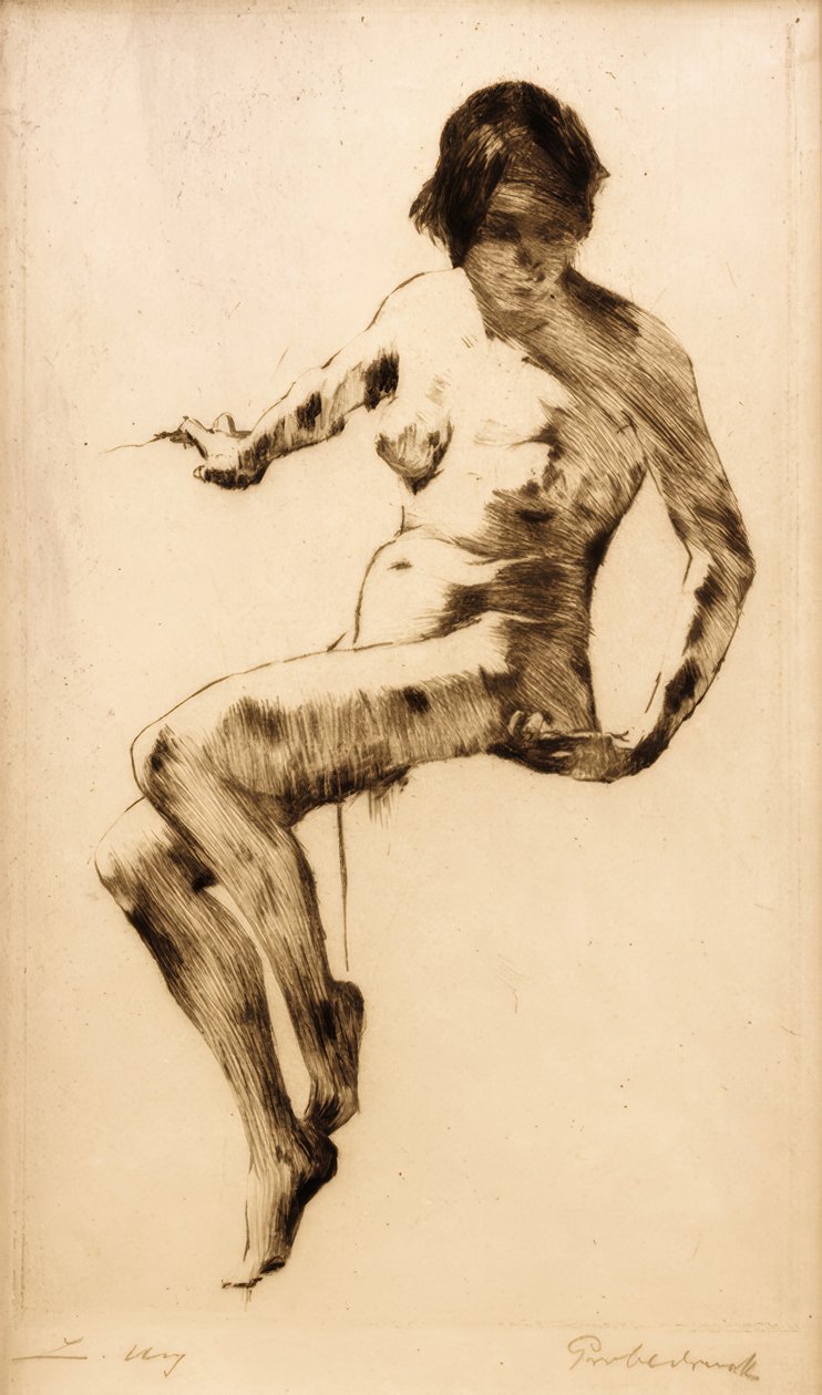 Siedząca kobieta nago autorstwa Lesser Ury