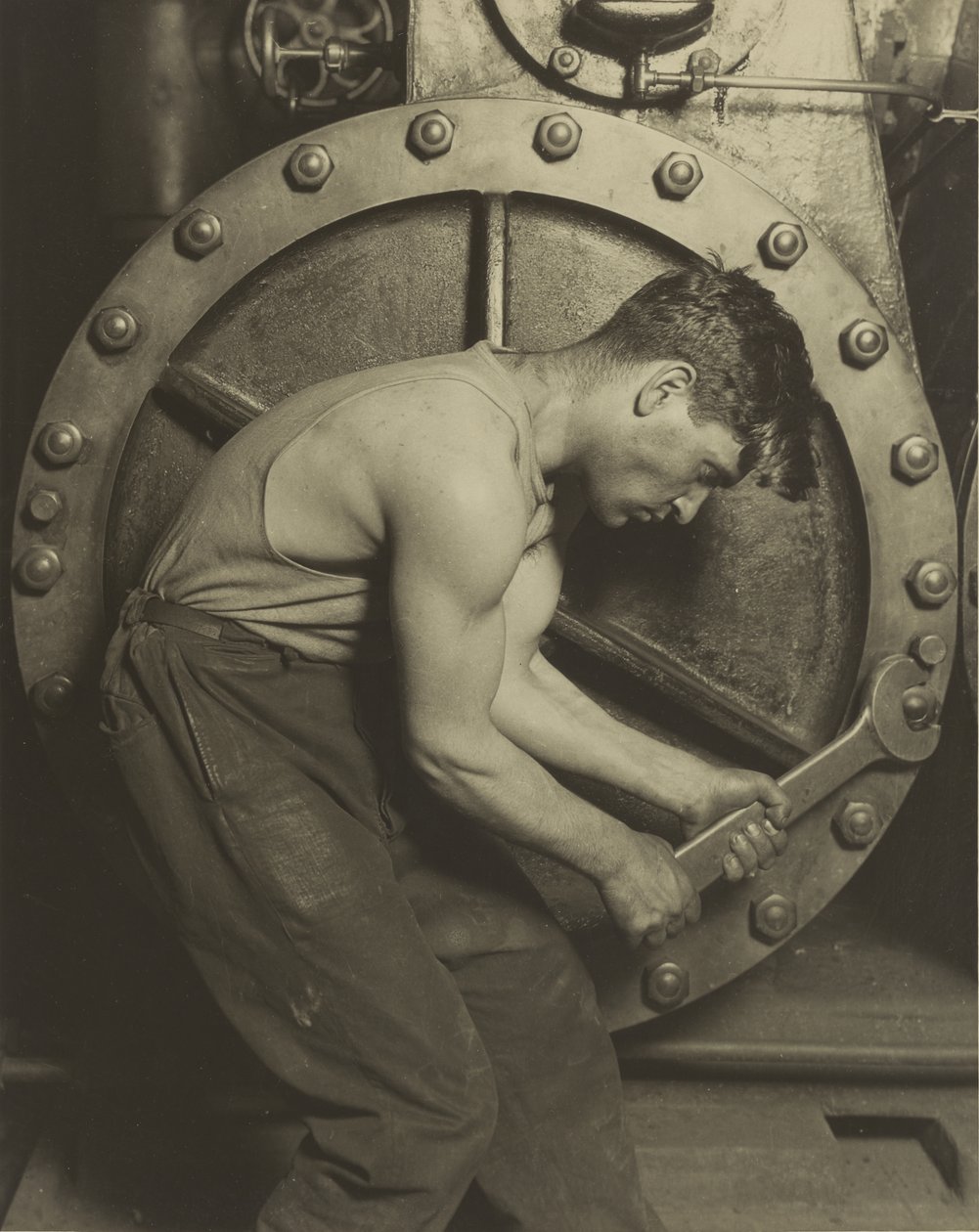 Mechanik i pompa parowa, 1921 autorstwa Lewis Wickes Hine