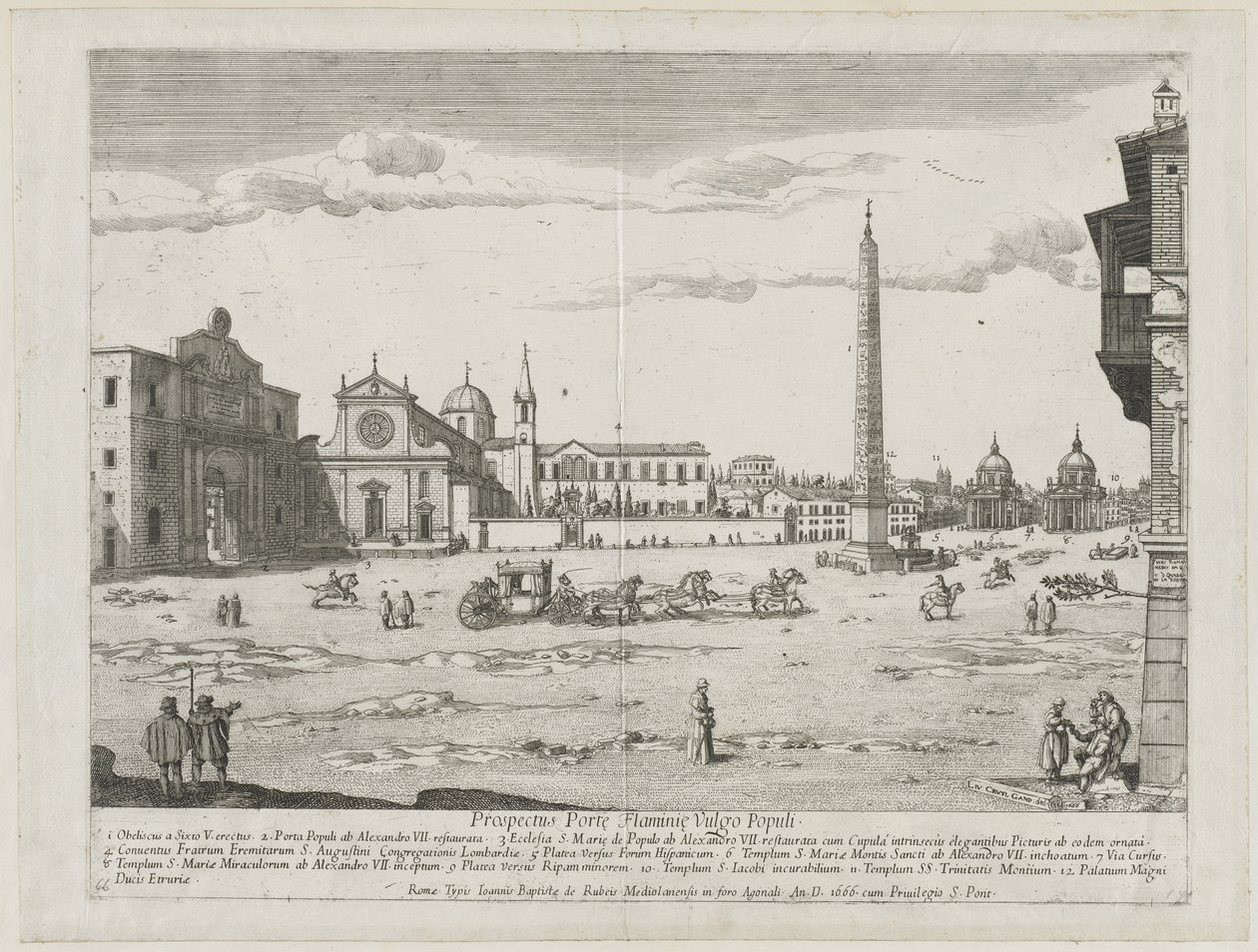 Prospekt Insygn[ium Miejsc Miasta Rzymu], 1666. autorstwa Lievin Cruyl
