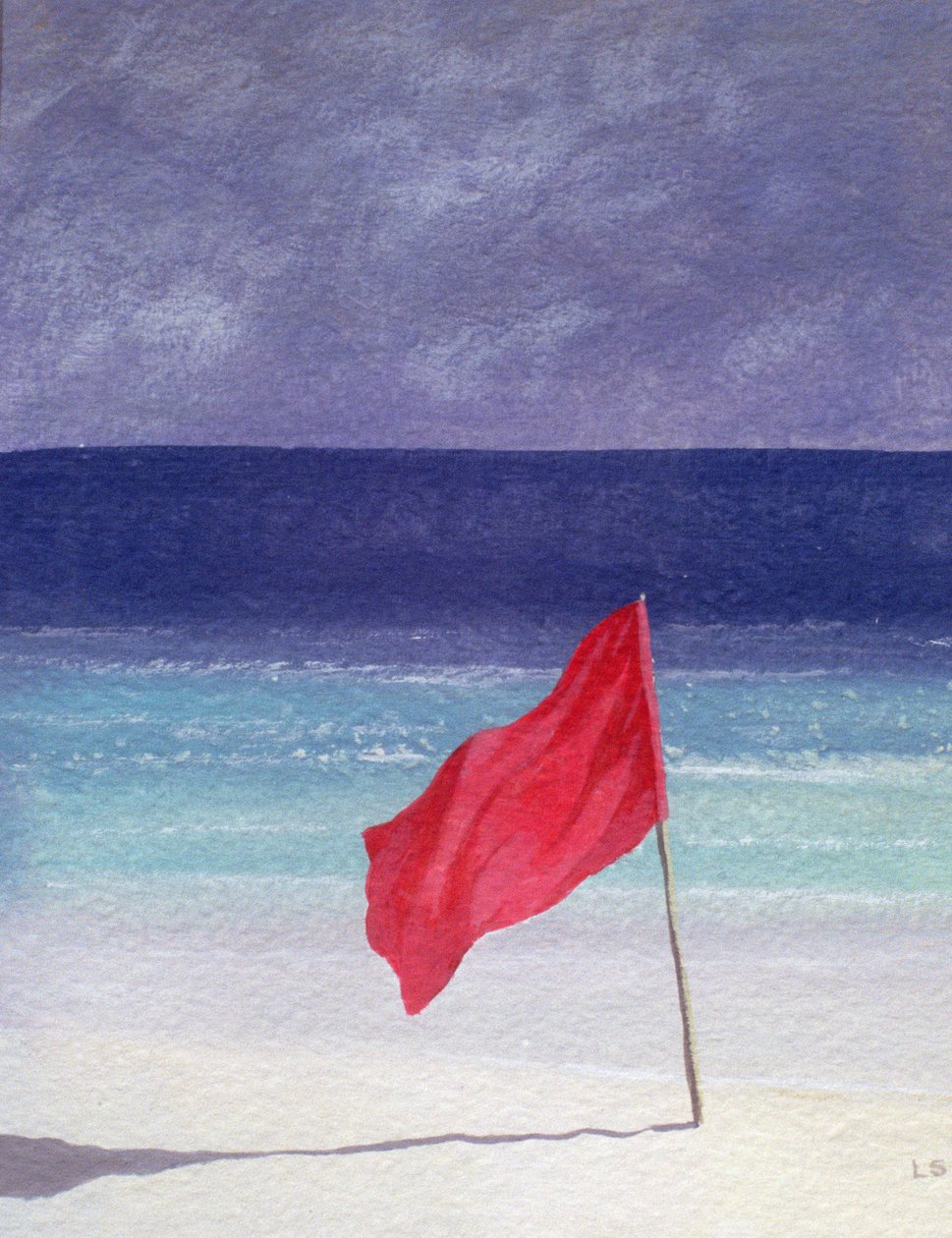 Beach Flag - Storm Warning, 1985 (akryl na papierze) autorstwa Lincoln Seligman