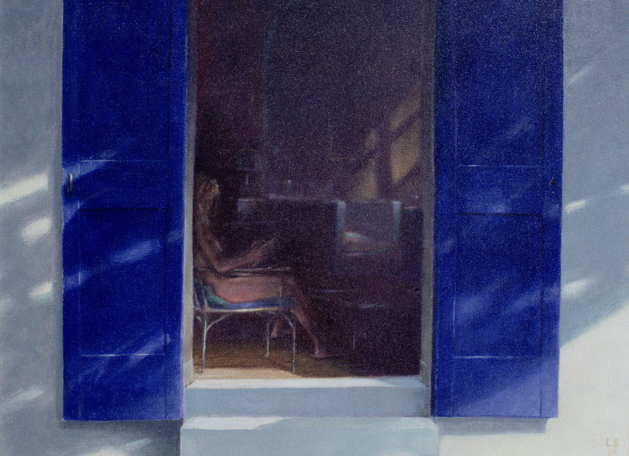 Niebieskie okiennice, 1985 autorstwa Lincoln Seligman