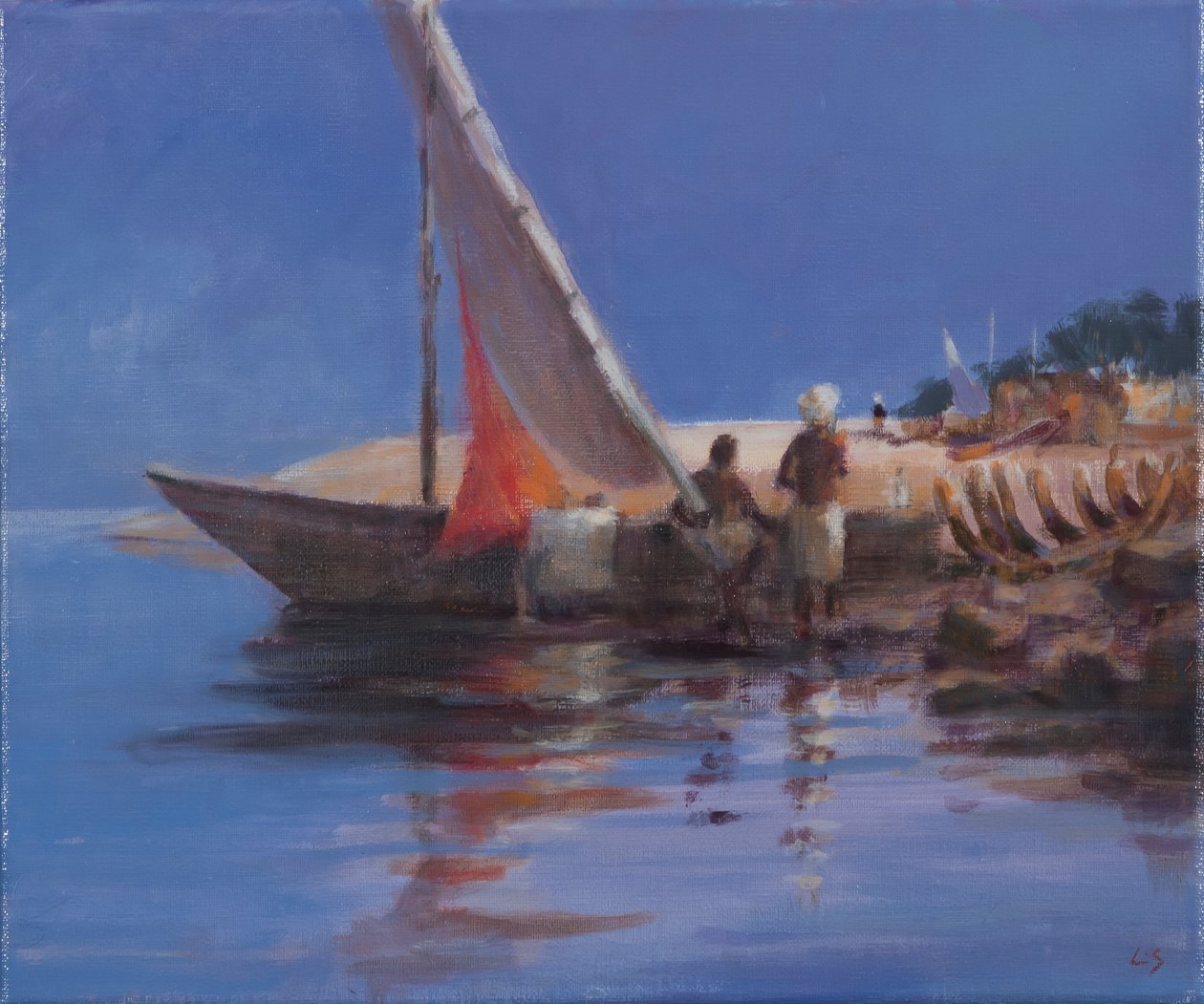 Stocznia łodzi, Kilifi, 2012 (akryl na płótnie) autorstwa Lincoln Seligman