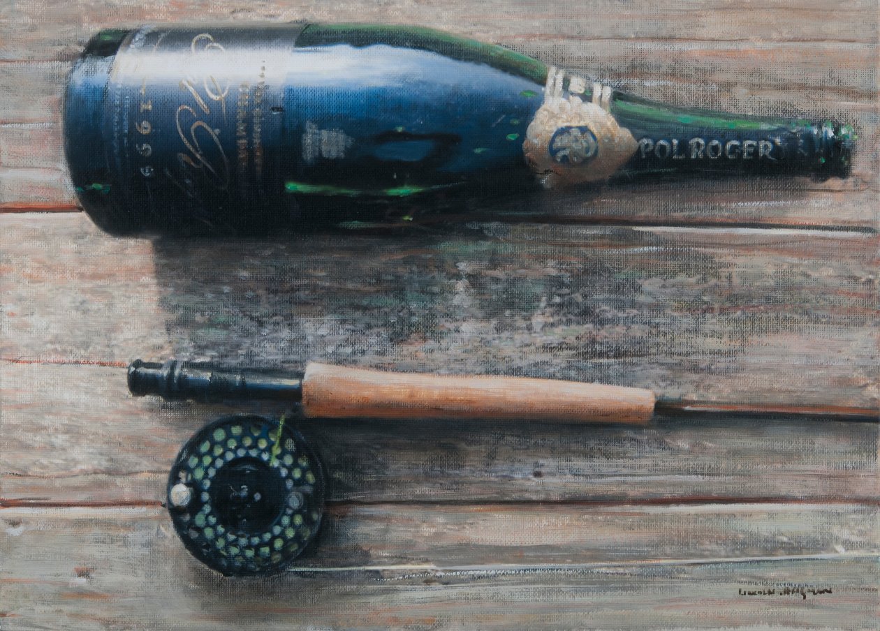 Butelka i Pręt I, 2012 (akryl na płótnie) autorstwa Lincoln Seligman