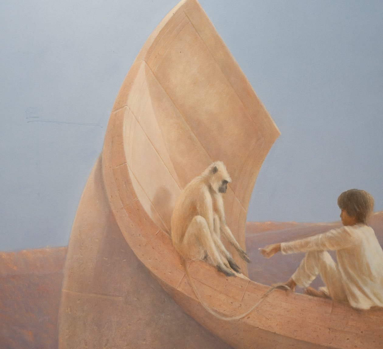 Chłopiec i małpa, 2010 (akryl na płótnie) autorstwa Lincoln Seligman
