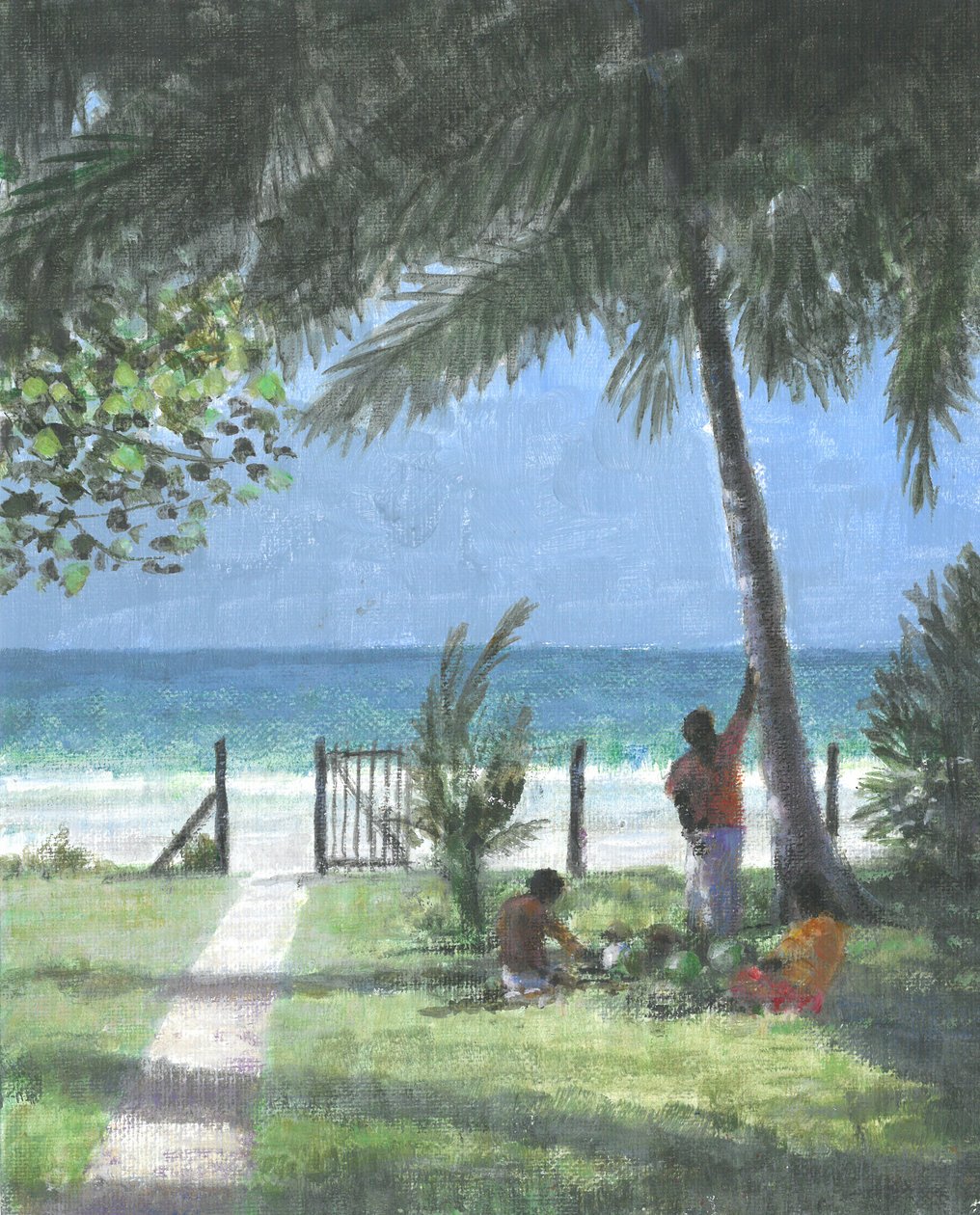 Coconut Man Calls, Sri Lanka, 2015 (akryl na płótnie) autorstwa Lincoln Seligman