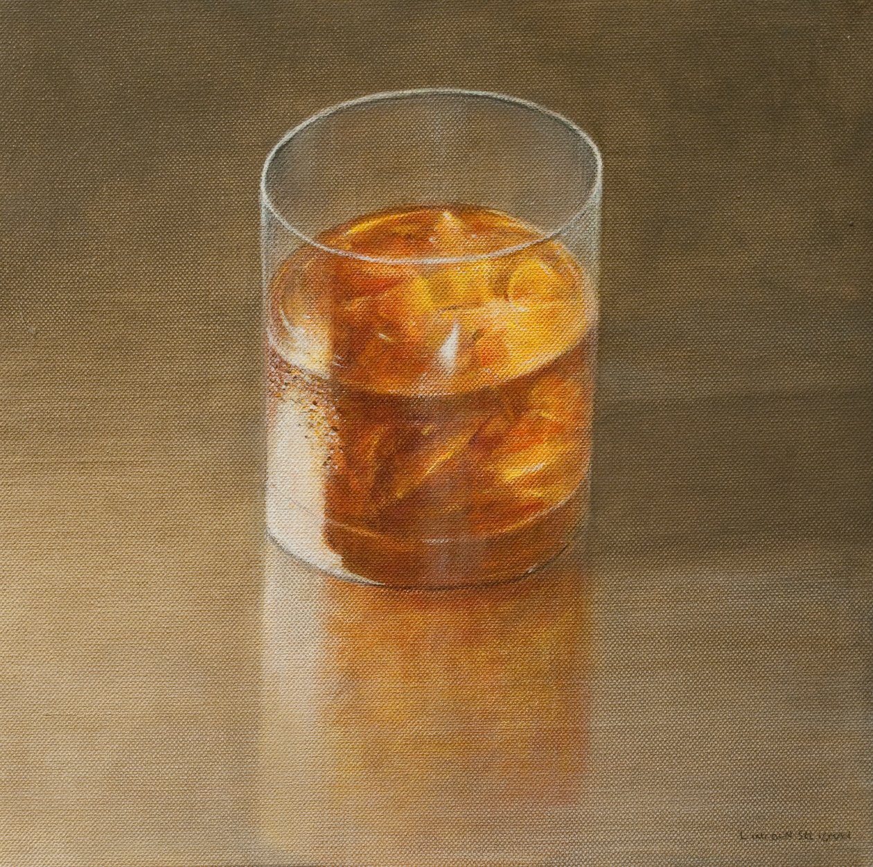 Kieliszek whisky, 2010 (akryl na płótnie) autorstwa Lincoln Seligman