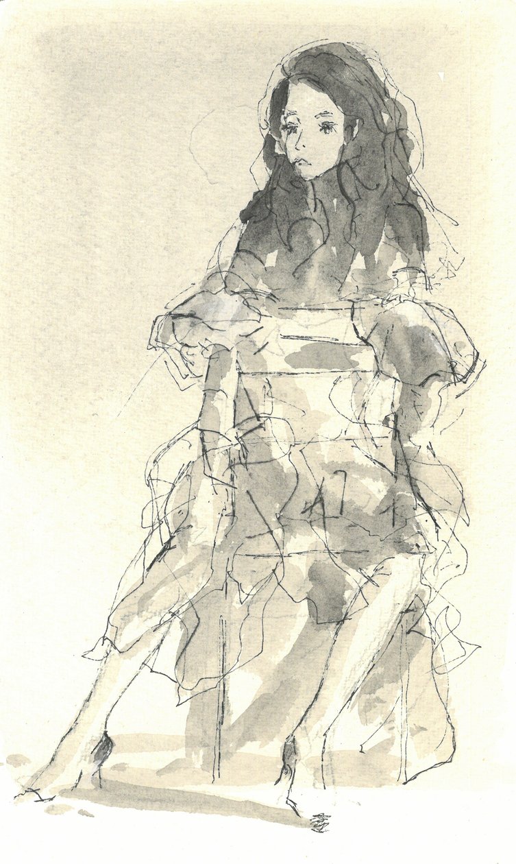 Life Class, 2015 (pióro i tusz z praniem na papierze) autorstwa Lincoln Seligman