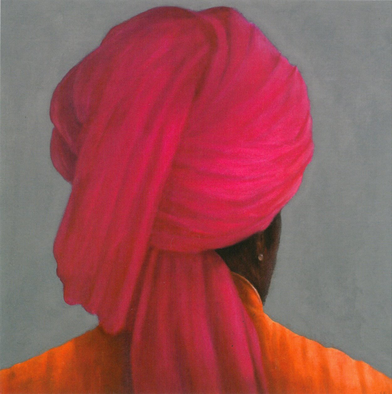 Różowy Turban (akryl na papierze) autorstwa Lincoln Seligman