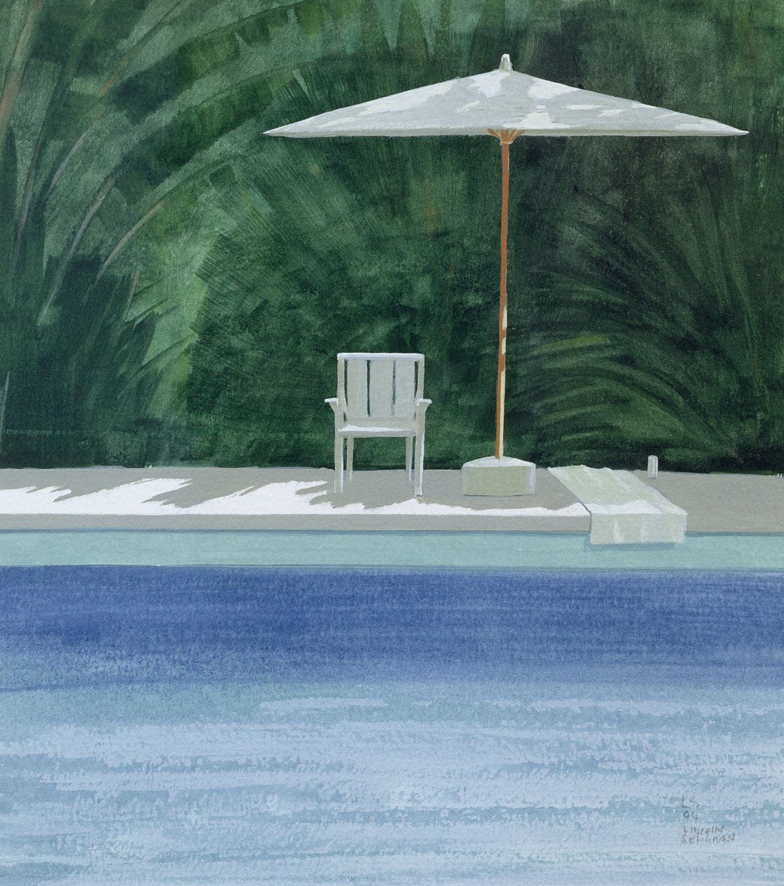Poolside, 1994 (akryl na papierze) autorstwa Lincoln Seligman
