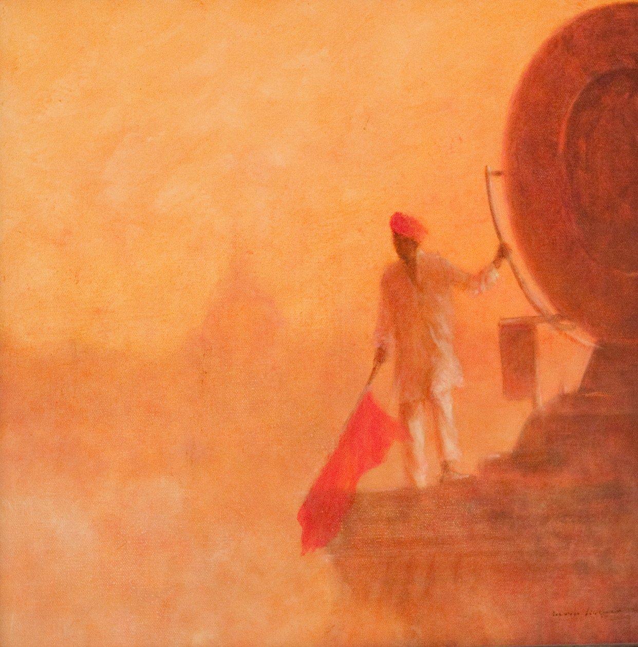 Flagowiec kolejowy, Agra, 2010 (akryl na płótnie) autorstwa Lincoln Seligman