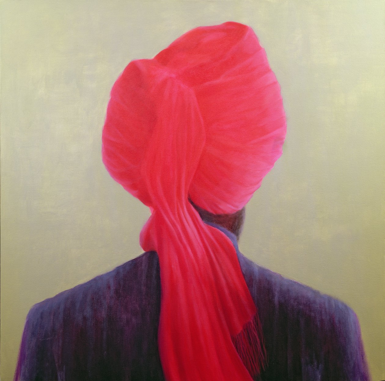 Czerwony turban, fioletowa kurtka autorstwa Lincoln Seligman