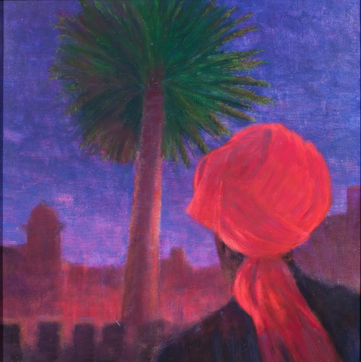 Czerwony Turban, zmierzch, Jodhpur, 2012 (akryl na płótnie) autorstwa Lincoln Seligman