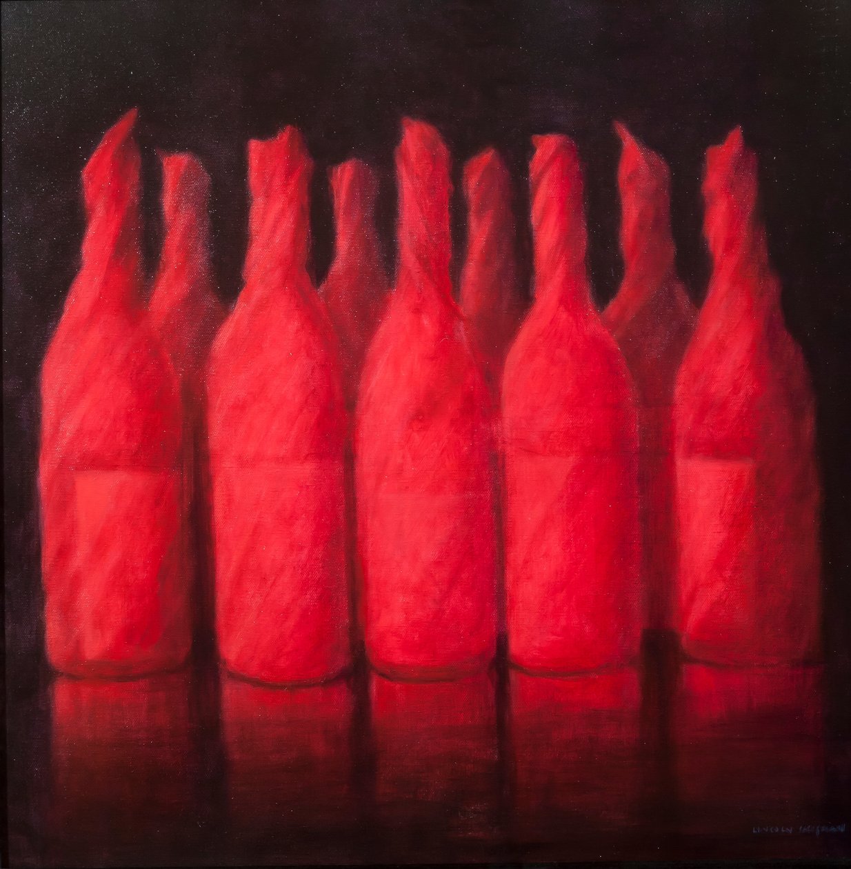 Czerwone wino owinięte, 2012 (akryl na płótnie) autorstwa Lincoln Seligman