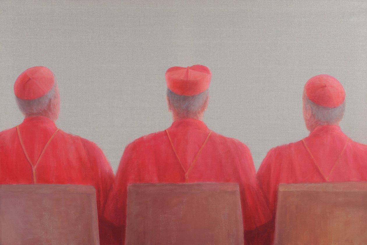 Three Cardinals II, 2012 (akryl na płótnie) autorstwa Lincoln Seligman