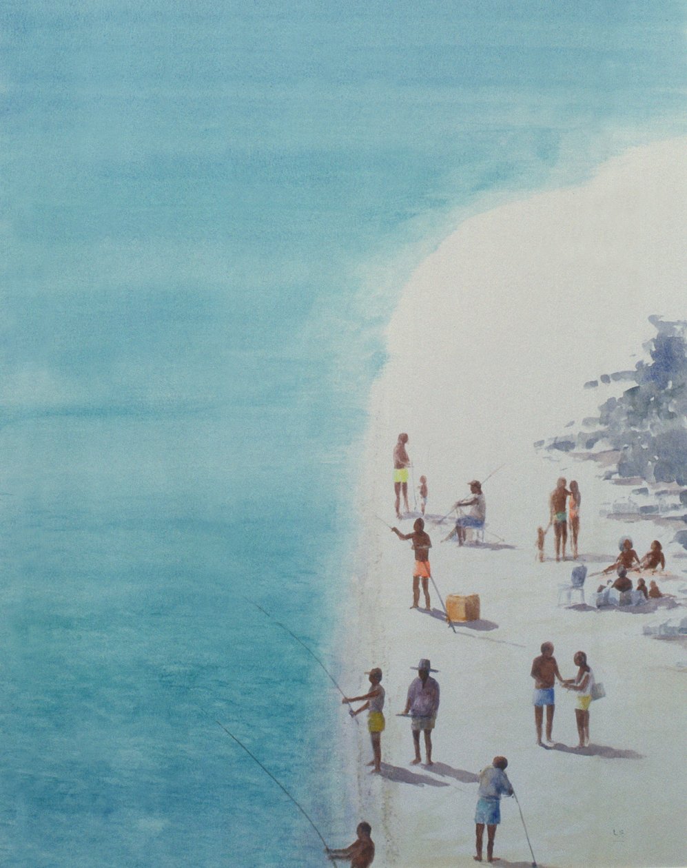 Plaża Birds-Eye, 2000 (wc na papierze) autorstwa Lincoln Seligman