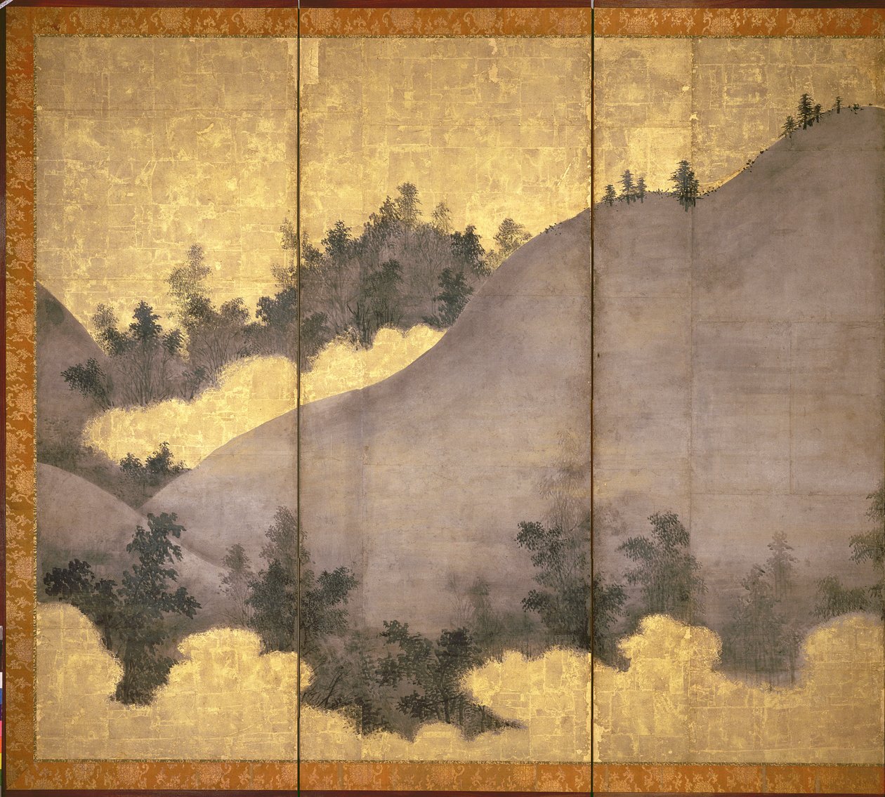 Summer Landscape (pióro i atrament, kolor, złoty papier na panelu) (patrz 216559) autorstwa Linkoku