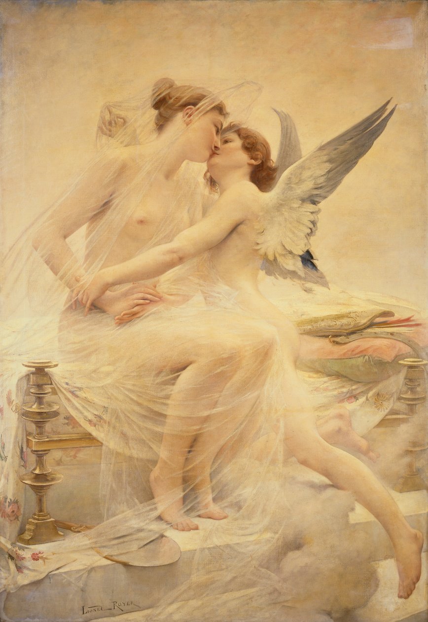 Kupidyn i Psyche (olej na płótnie) autorstwa Lionel Noel Royer