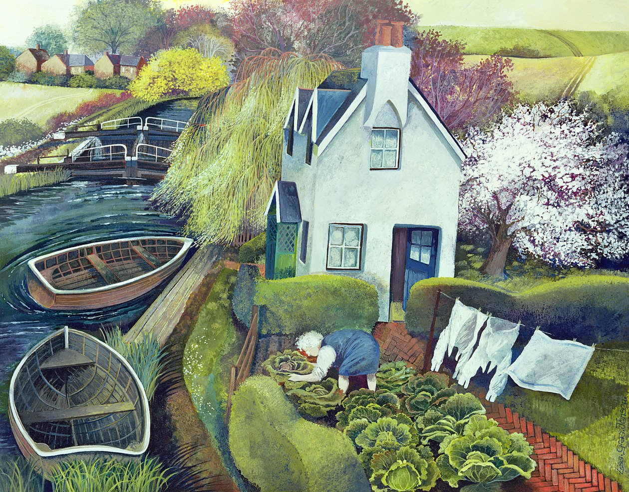 Św. Katarzyny, Lock Gates (wc i gwasz na papierze) autorstwa Lisa Graa Jensen