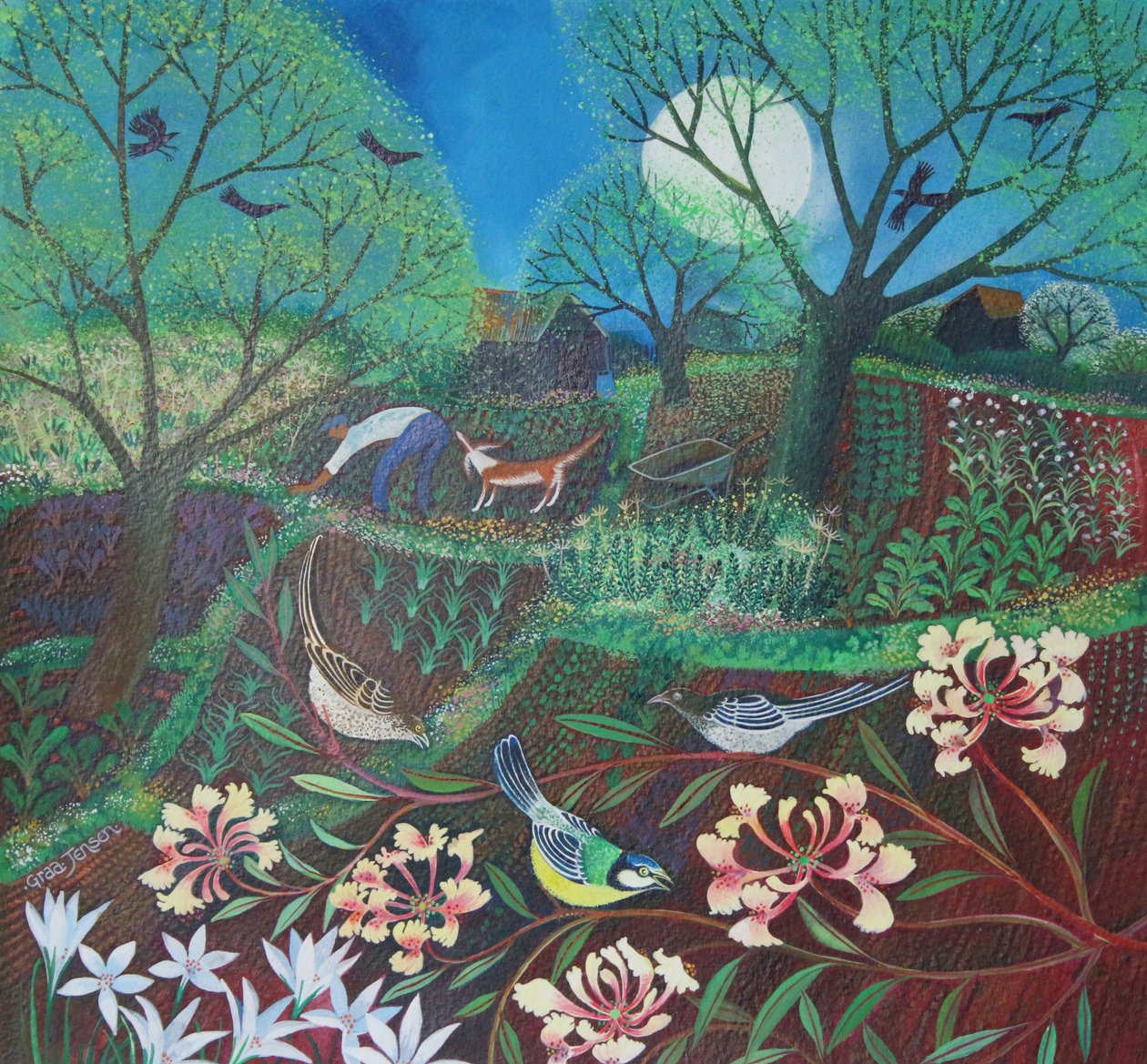 Honeysuckle, 2016, (цаасан дээрх нийлэг бэх)поли autorstwa Lisa Graa Jensen