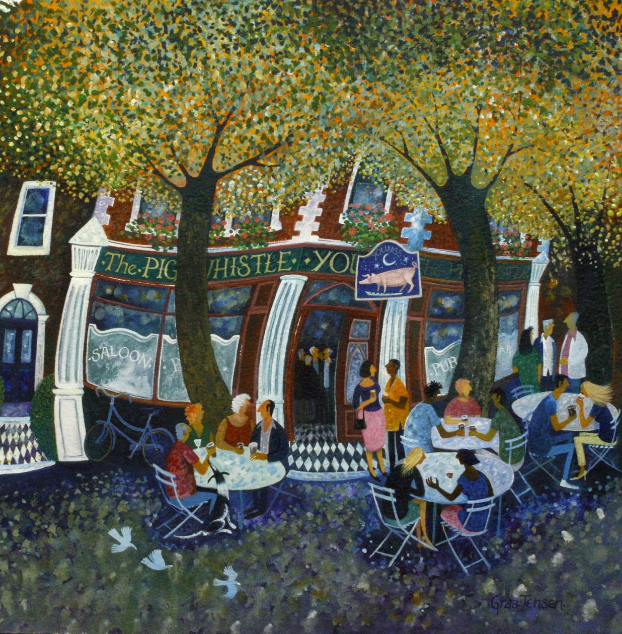Pig and Whistle, 2011, (akryl na papierze) autorstwa Lisa Graa Jensen