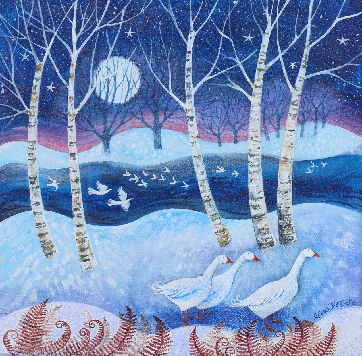 Śnieżny lot, 2024 (akryl na płótnie) autorstwa Lisa Graa Jensen