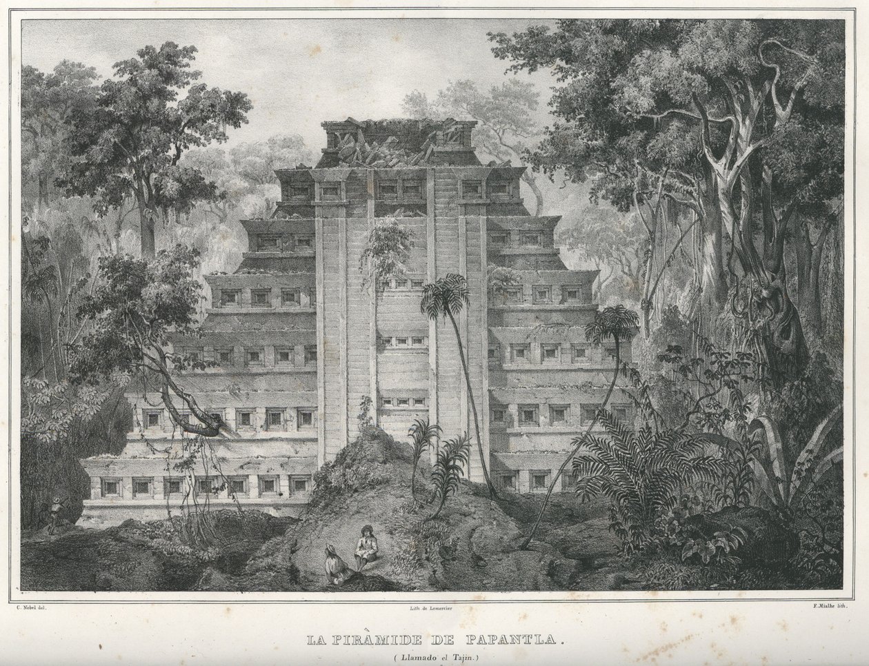 Piramida Papantla w Meksyku. autorstwa Frederic Mialhe