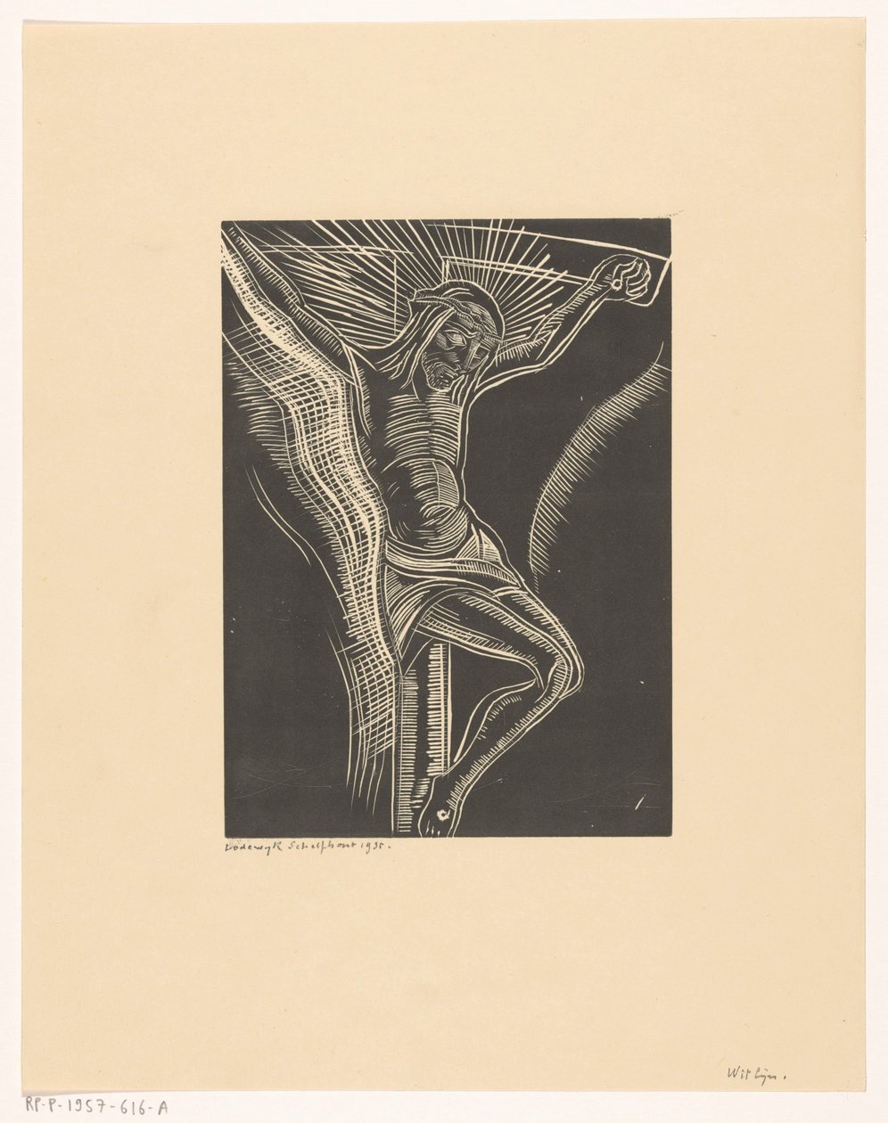 Chrystus na krzyżu autorstwa Lodewijk Schelfhout (signed by artist)