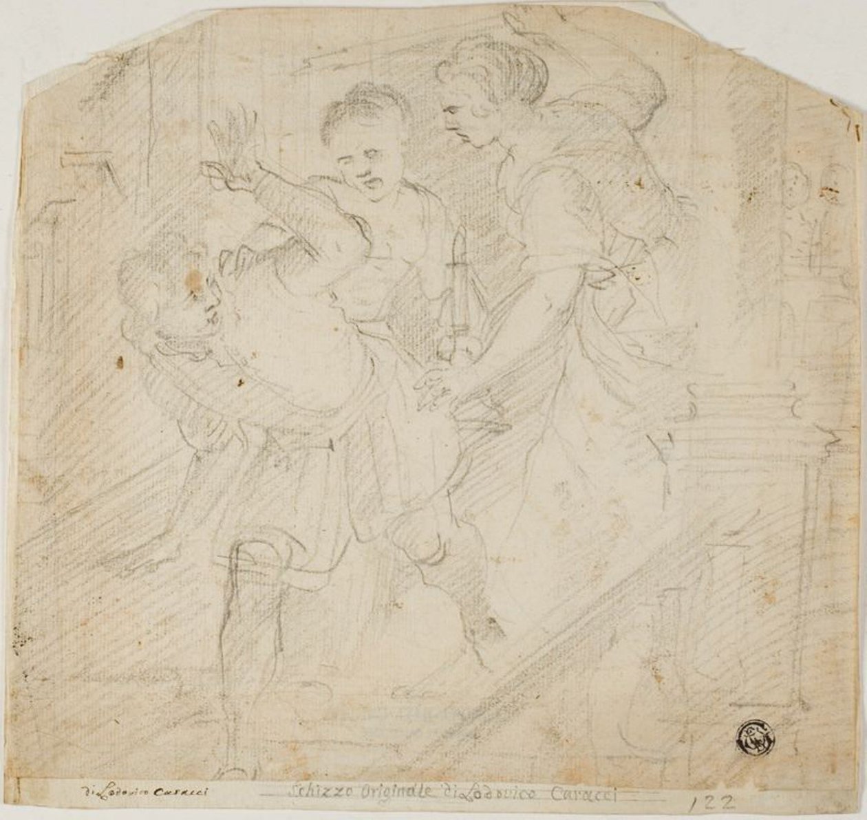 Dwie kobiety gonią mężczyznę autorstwa Lodovico Carracci