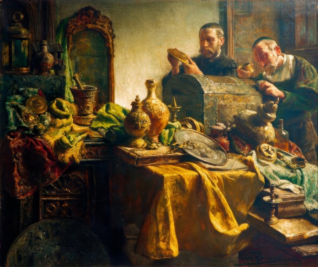 Wizyta u handlarza dziełami sztuki autorstwa Léon Brunin de Meutter