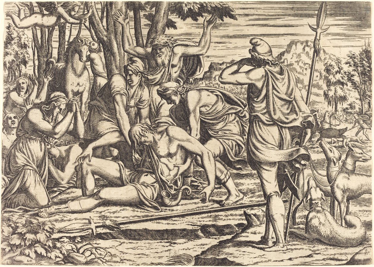 Śmierć Adonisa autorstwa Léon Davent after Luca Penni