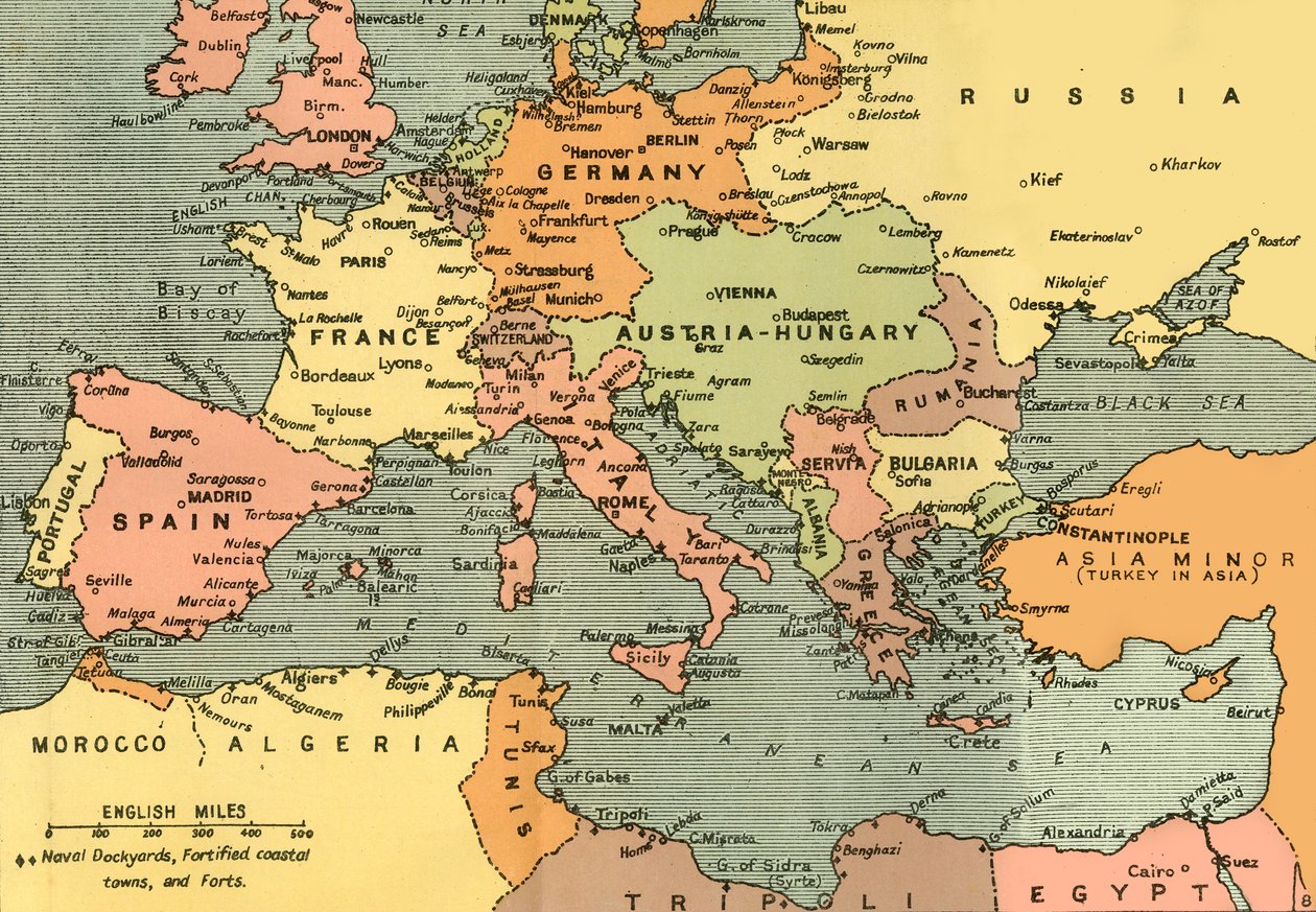 „Europa Środkowa i Morze Śródziemne”, 1919. autorstwa London Geographical Institute