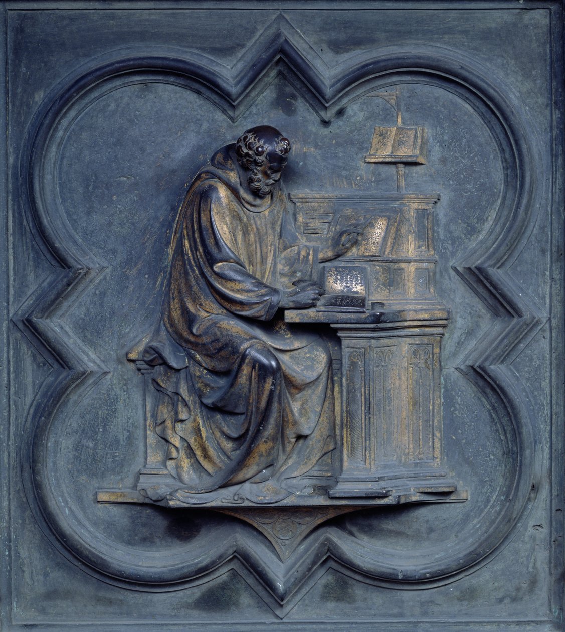 St Jerome, panel F drzwi północnych baptysterium San Giovanni, 1403-24 (brąz) autorstwa Lorenzo Ghiberti