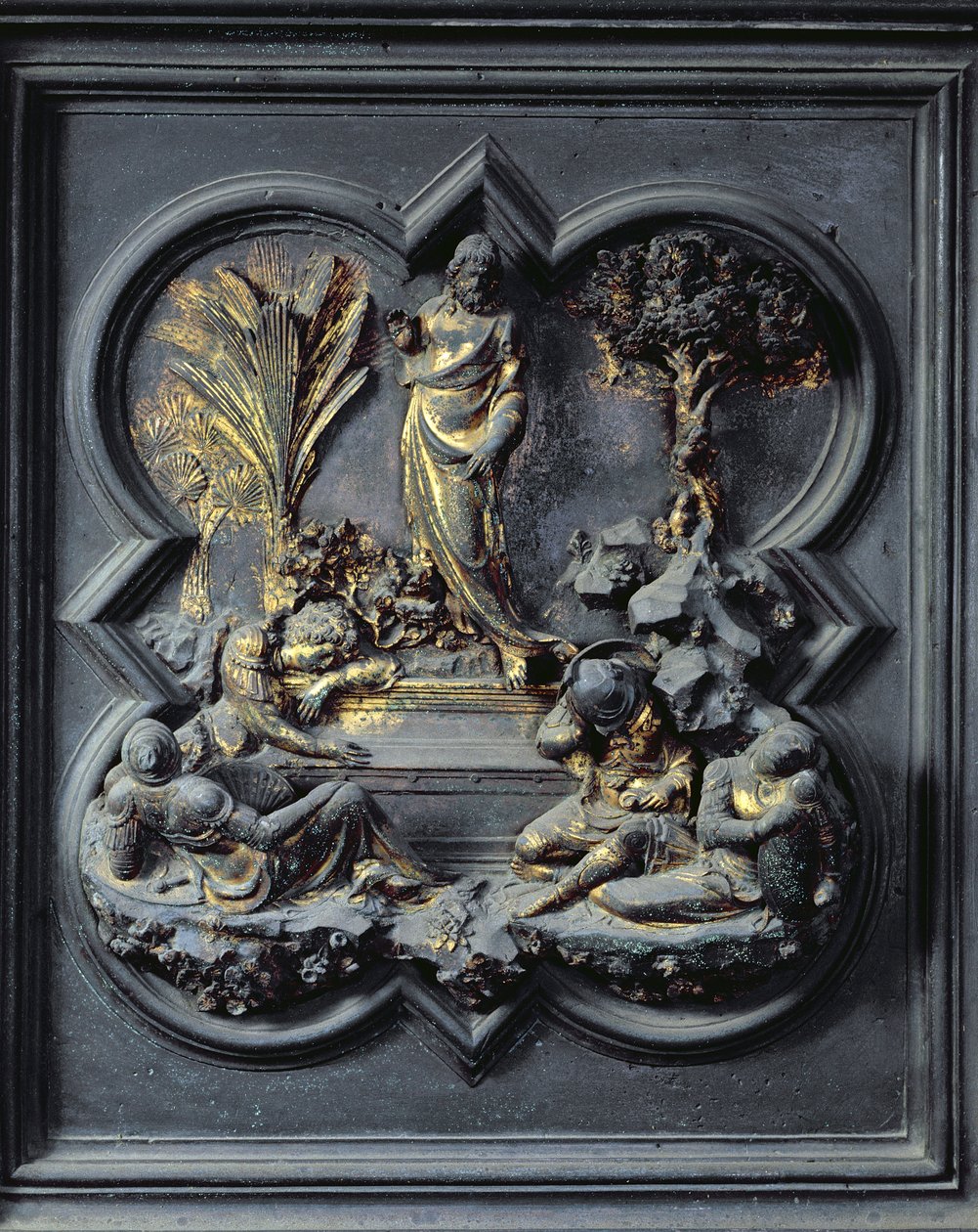 Zmartwychwstanie Chrystusa, dziewiętnasty panel drzwi północnych baptysterium San Giovanni, 1403-24 (brąz) autorstwa Lorenzo Ghiberti